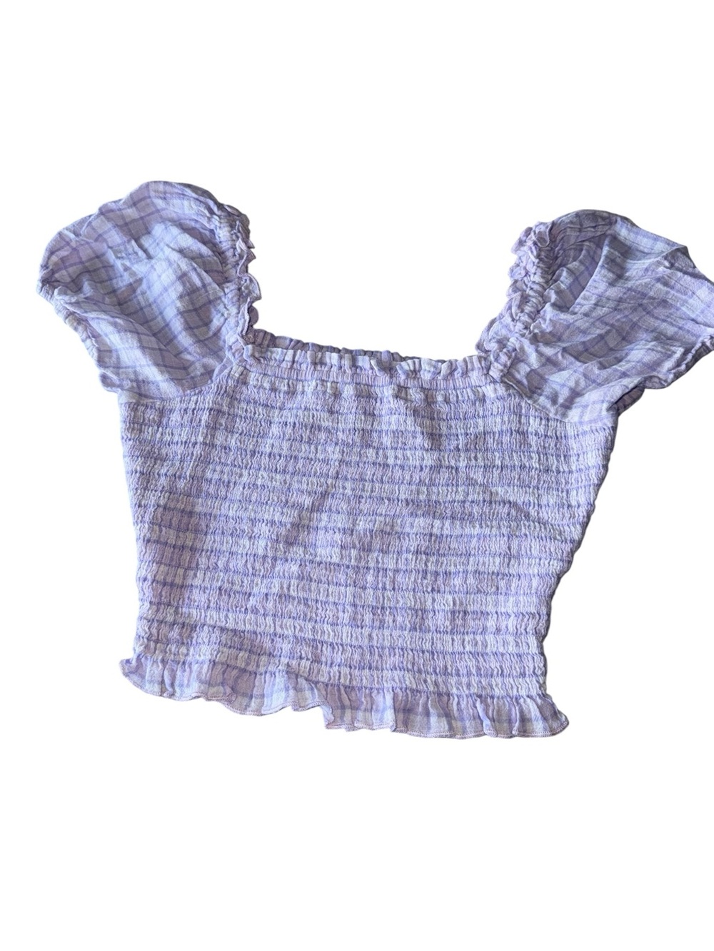 Arizona Jean Company Lilac Smocked Puff Sleeve Crop Top